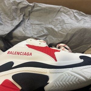 Balenciaga White and Red Athletic Shoes